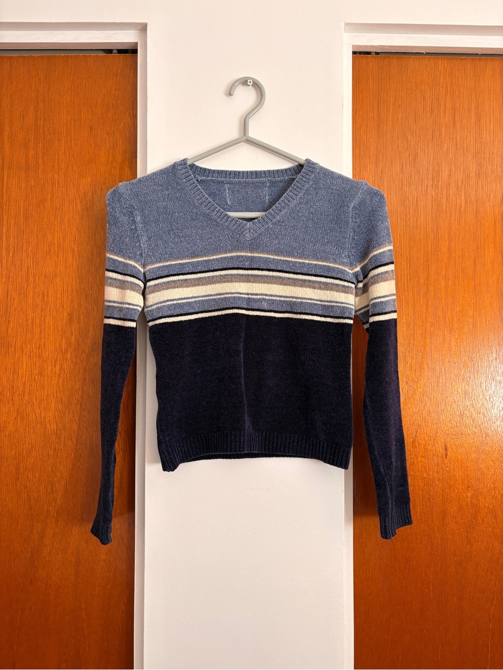 Vintage 90s velour center stripe sweater